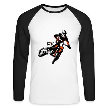 MotoCross - T-shirt baseball manches longues Homme - blanc/noir - Devant - Nik (191cm)