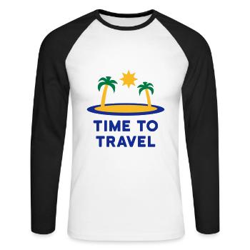 Temps de voyage (île, palmiers, soleil) - T-shirt baseball manches longues Homme - blanc/noir - Devant - Nik (191cm)