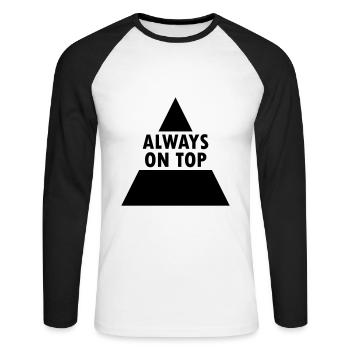 Toujours au sommet (triangle divisé) - T-shirt baseball manches longues Homme - blanc/noir - Devant - Nik (191cm)