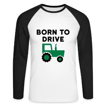 Born to drive tractors (Traktor mit Verdeck) - Unisex Baseballshirt langarm - Weiß/Schwarz - Vorne - Nik (191cm)