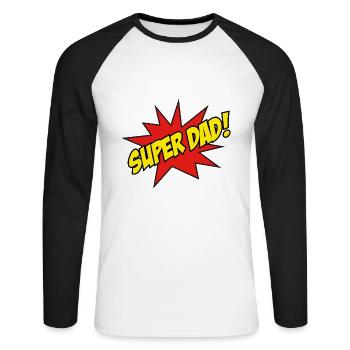 Super Papa! - Unisex Baseballshirt langarm - Weiß/Schwarz - Vorne - Nik (191cm)