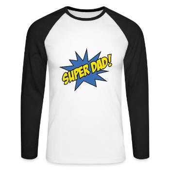 Super Papa! - Unisex Baseballshirt langarm - Weiß/Schwarz - Vorne - Nik (191cm)