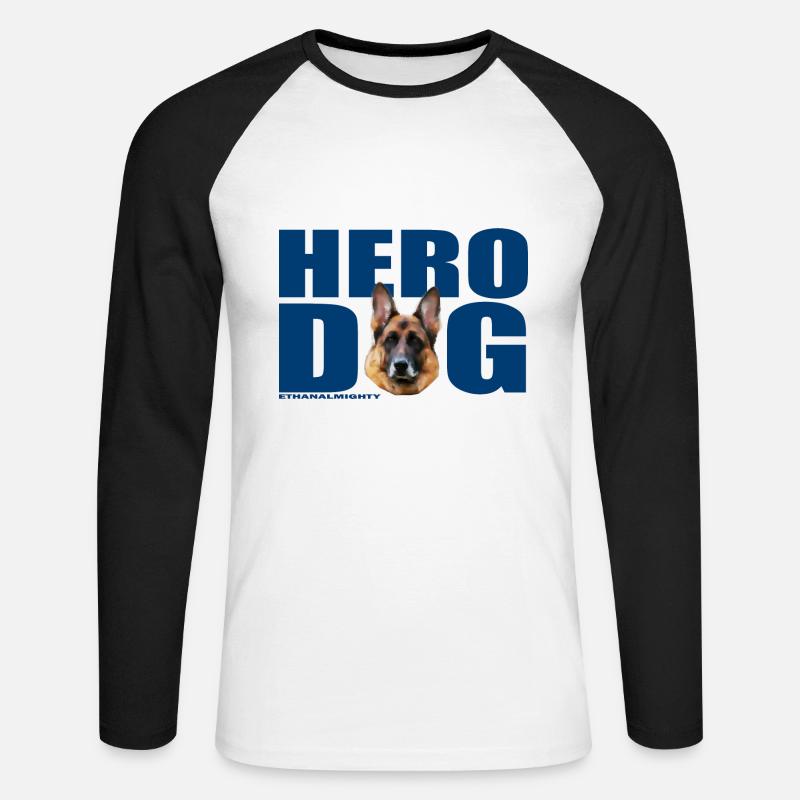 Heldenhund EthanAllmächtig - Unisex Baseballshirt langarm - Weiß/Schwarz