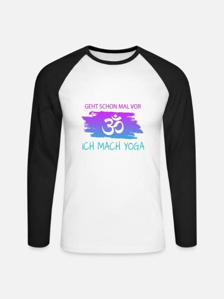 Yoga, Spruch - Unisex Baseballshirt langarm - Weiß/Schwarz