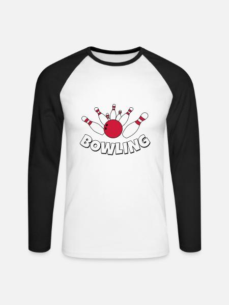 bowling - T-shirt baseball manches longues Homme - blanc/noir