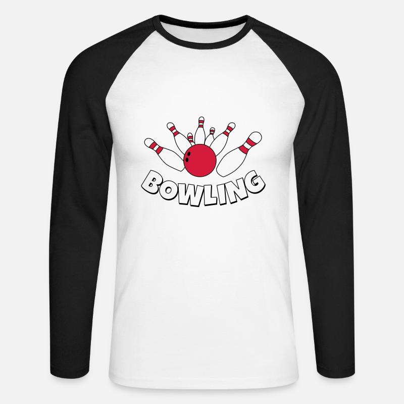 Bowling - Unisex Baseballshirt langarm - Weiß/Schwarz