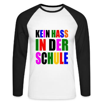 kein hass in der schule - Unisex Baseballshirt langarm - Weiß/Schwarz - Vorne - Nik (191cm)