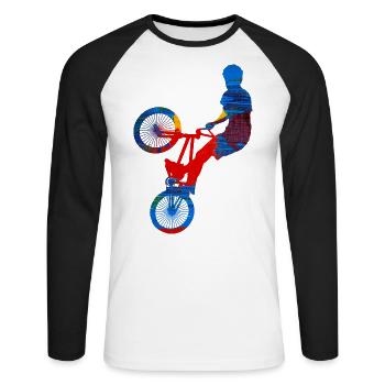 BMX - T-shirt baseball manches longues Homme - blanc/noir - Devant - Nik (191cm)