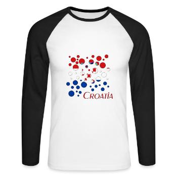 Kroatien Bubbles Croatia - Unisex Baseballshirt langarm - Weiß/Schwarz - Vorne - Nik (191cm)