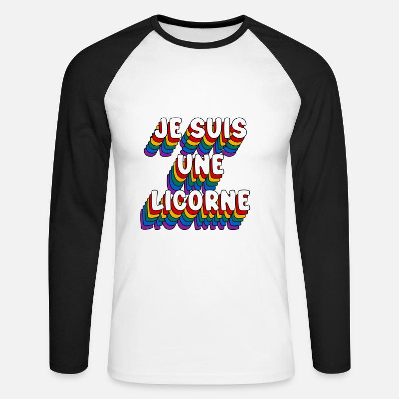 ICH BIN EIN EINHORN - Unisex Baseballshirt langarm - Weiß/Schwarz