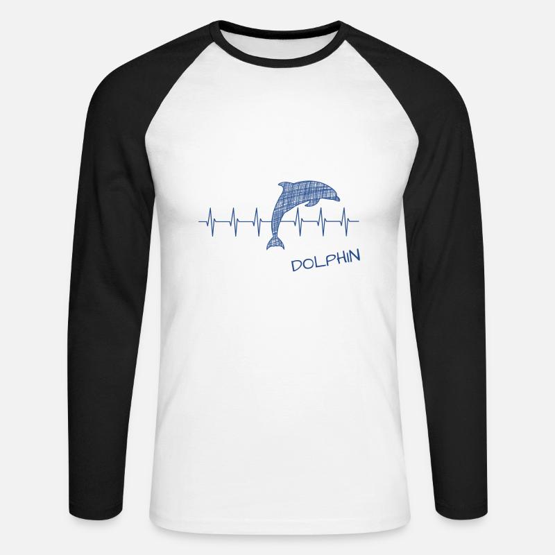 Dolphin Delfin - Unisex Baseballshirt langarm - Weiß/Schwarz
