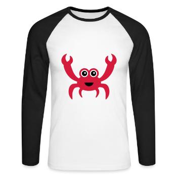Fröhliche Krabbe mit Kulleraugen - Unisex Baseballshirt langarm - Weiß/Schwarz - Vorne - Nik (191cm)