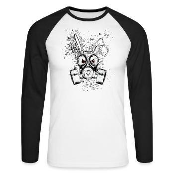 Follow into the next level - Unisex Baseballshirt langarm - Weiß/Schwarz - Vorne - Nik (191cm)