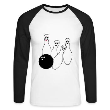 Bowling - Unisex Long Sleeve Baseball T-Shirt - white/black - Front - Nik (191cm)