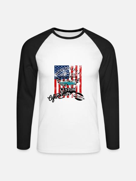 Muscle Car Auto Amerika - Unisex Baseballshirt langarm - Weiß/Schwarz