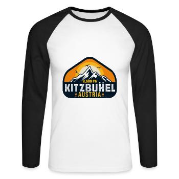 Kitzbühel Austria Retro Sunset Ski 80s - Unisex Long Sleeve Baseball T-Shirt - white/black - Front - Nik (191cm)