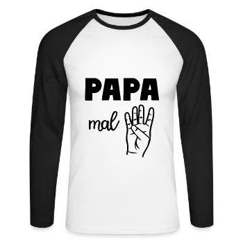 Papa mal Vier Vater - Unisex Baseballshirt langarm - Weiß/Schwarz - Vorne - Nik (191cm)