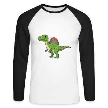 Dino Dessin Animé Spinosaurus - T-shirt baseball manches longues Homme - blanc/noir - Devant - Nik (191cm)