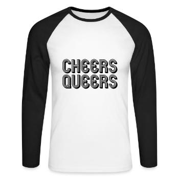 LGBT Cheers Queers Gay Lesbian Queer Gift - T-shirt baseball manches longues Homme - blanc/noir - Devant - Nik (191cm)