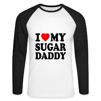 I love my Sugar daddy - T-shirt baseball manches longues Homme - blanc/noir - Devant - Nik (191cm)