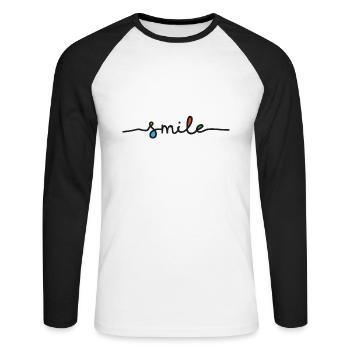 Police Smile - T-shirt baseball manches longues Homme - blanc/noir - Devant - Nik (191cm)