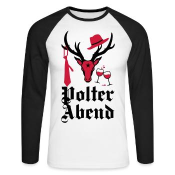 163 Edel Hirsch Polterabend JGA Wein Hut Krawatte - Unisex Baseballshirt langarm - Weiß/Schwarz - Vorne - Nik (191cm)