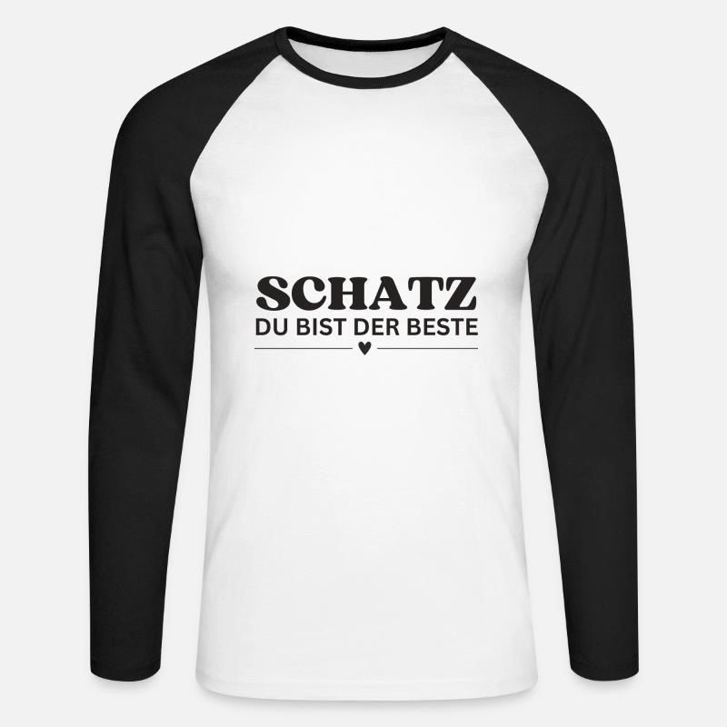 Schatz du bist der Beste - Unisex Baseballshirt langarm - Weiß/Schwarz