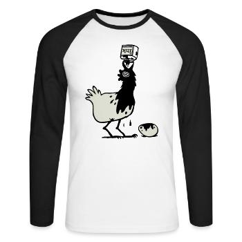 Tintenhuhn - Unisex Baseballshirt langarm - Weiß/Schwarz - Vorne - Nik (191cm)