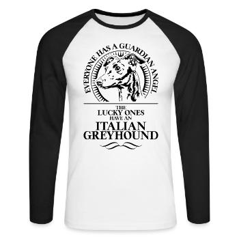 ITALIAN GREYHOUND Guardian Angel Dogs Wilsigns - Unisex Long Sleeve Baseball T-Shirt - white/black - Front - Nik (191cm)
