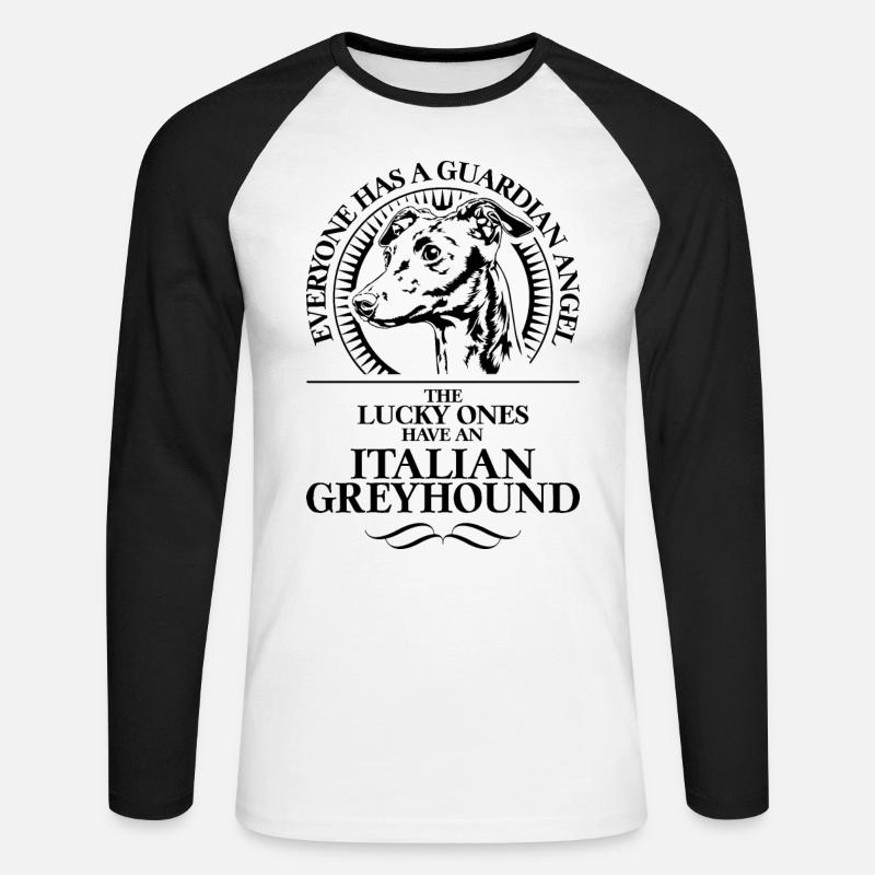 LEVRIERO ITALIANO Angelo Custode Cani Wilsign - Maglia da baseball a manica lunga da uomo - bianco/nero