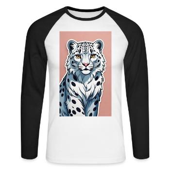 Léopard des neiges | Léopard | Prédateur - T-shirt baseball manches longues Homme - blanc/noir - Devant - Nik (191cm)