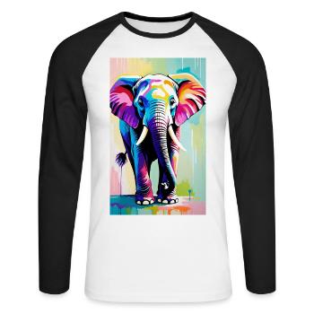 Elephant | Wild Animal | Africa | Children's motifs - Unisex Long Sleeve Baseball T-Shirt - white/black - Front - Nik (191cm)