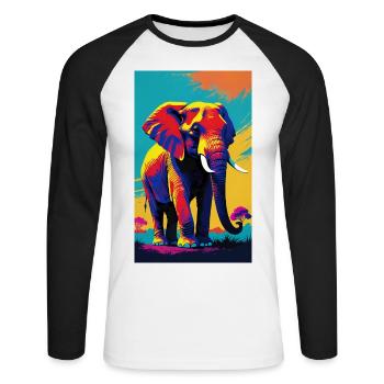 Elephant | Wild Animal | Africa | Children's motifs - Unisex Long Sleeve Baseball T-Shirt - white/black - Front - Nik (191cm)
