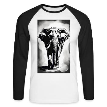 Elefant | Wildtier | Afrika | Kindermotive - Unisex Baseballshirt langarm - Weiß/Schwarz - Vorne - Nik (191cm)