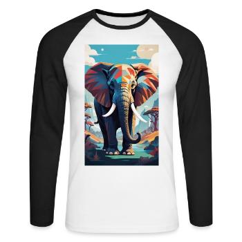 Elephant | Wild Animal | Africa | Children's motifs - Unisex Long Sleeve Baseball T-Shirt - white/black - Front - Nik (191cm)