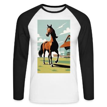 Horse | Horse Riding | Animal | Mount | Colorful - Unisex Long Sleeve Baseball T-Shirt - white/black - Front - Nik (191cm)