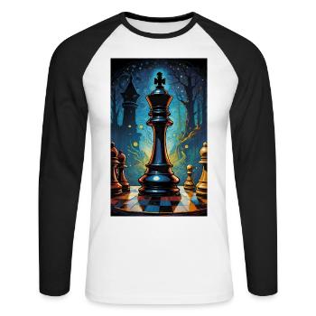 Schach | Schachfigur | Schachspieler - Unisex Baseballshirt langarm - Weiß/Schwarz - Vorne - Nik (191cm)