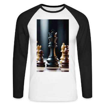 Schach | Schachfigur | Schachspieler - Unisex Baseballshirt langarm - Weiß/Schwarz - Vorne - Nik (191cm)