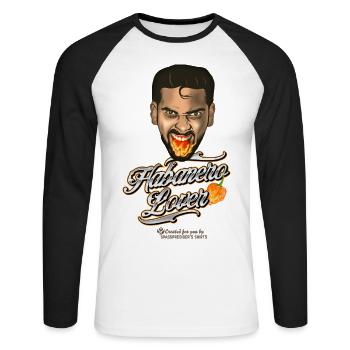 Chili Fan T-Shirt Habanero Lover - Unisex Baseballshirt langarm - Weiß/Schwarz - Vorne - Nik (191cm)