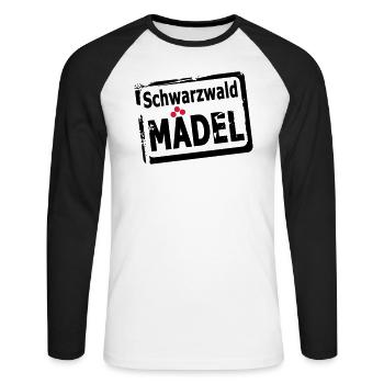 Schwarzwaldmädel - Unisex Baseballshirt langarm - Weiß/Schwarz - Vorne - Nik (191cm)