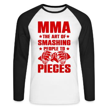 Mma Mixed matrial arts - Unisex Long Sleeve Baseball T-Shirt - white/black - Front - Nik (191cm)