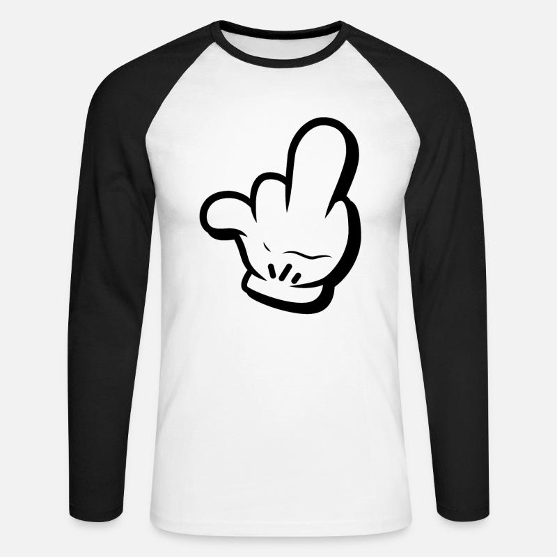 Mittelfinger Comic Style - Unisex Baseballshirt langarm - Weiß/Schwarz