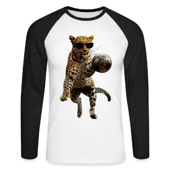 Leopard - Unisex Long Sleeve Baseball T-Shirt - white/black - Front - Nik (191cm)