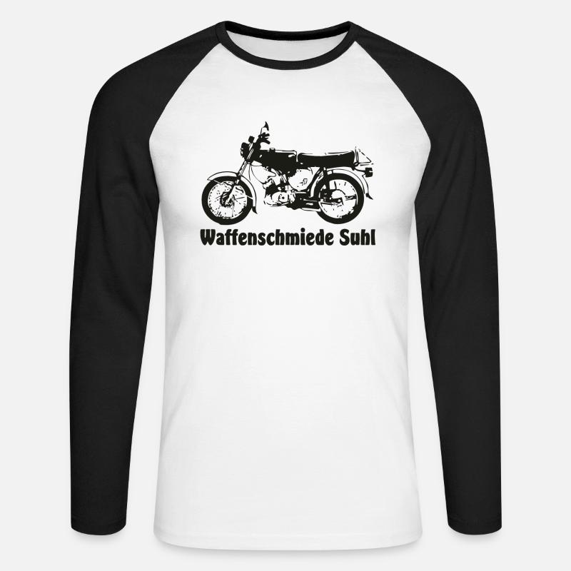 Simson S51 Waffenschmiede - Unisex Baseballshirt langarm - Weiß/Schwarz