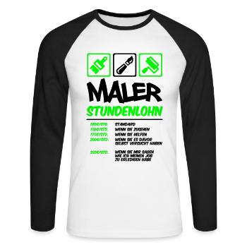 Farbe änderbar | Maler Stundenlohn - Unisex Baseballshirt langarm - Weiß/Schwarz - Vorne - Nik (191cm)