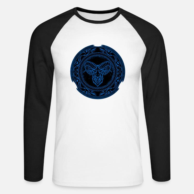 Wikinger Widder Aries - Unisex Baseballshirt langarm - Weiß/Schwarz