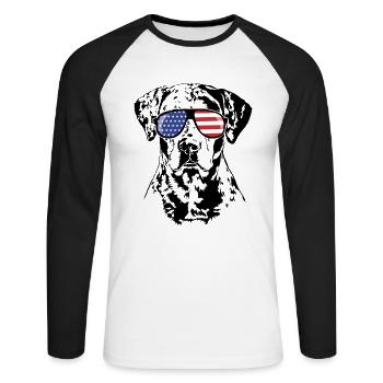 CATAHOULA LEOPARD DOG America Flag Lunettes de soleil - T-shirt baseball manches longues Homme - blanc/noir - Devant - Nik (191cm)