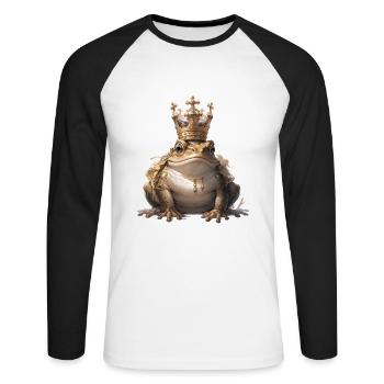 Grenouille - T-shirt baseball manches longues Homme - blanc/noir - Devant - Nik (191cm)