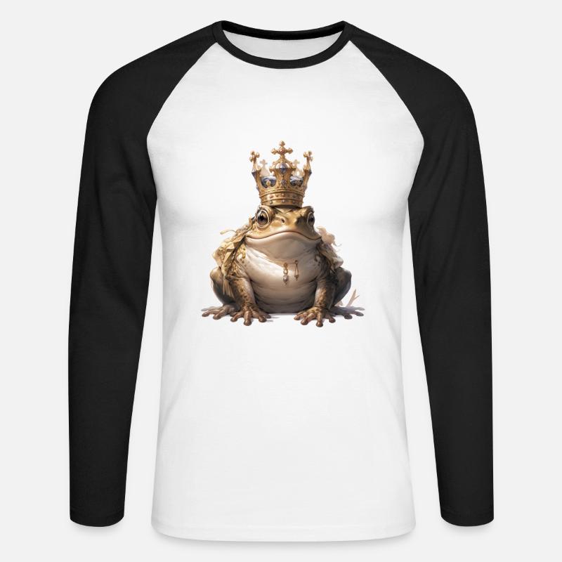 Frosch - Unisex Baseballshirt langarm - Weiß/Schwarz