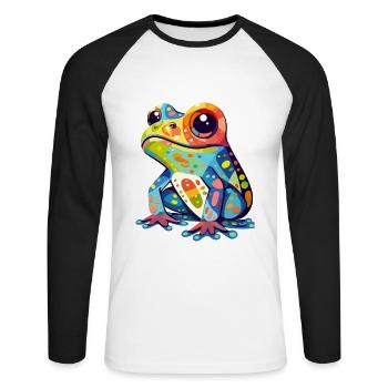 Grenouille - T-shirt baseball manches longues Homme - blanc/noir - Devant - Nik (191cm)